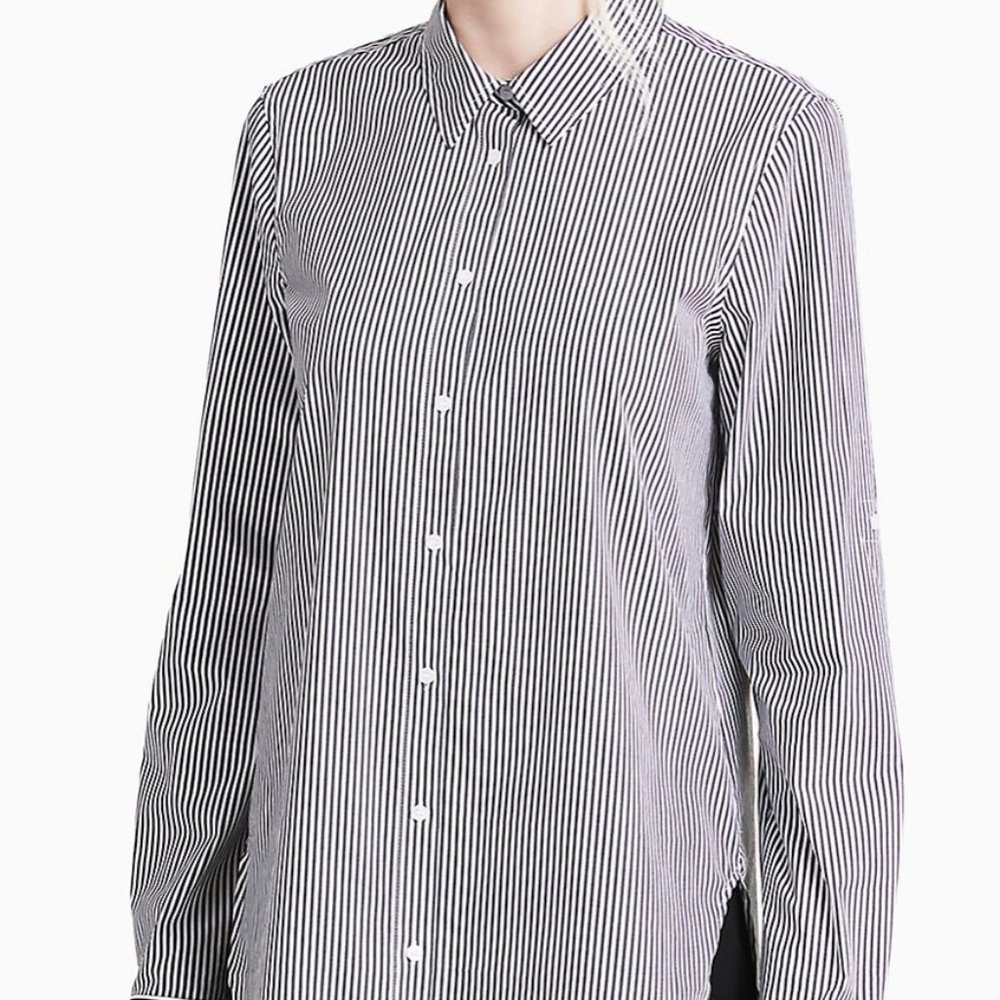Calvin Klein black/white striped button down shirt